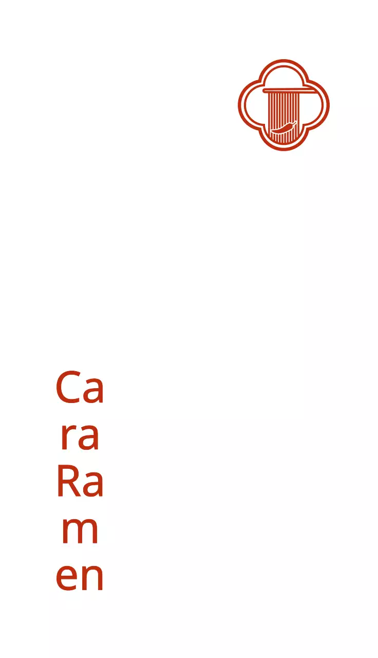 Ramen kiểu Nhật có logo hình bông hoa màu đỏ và trắng