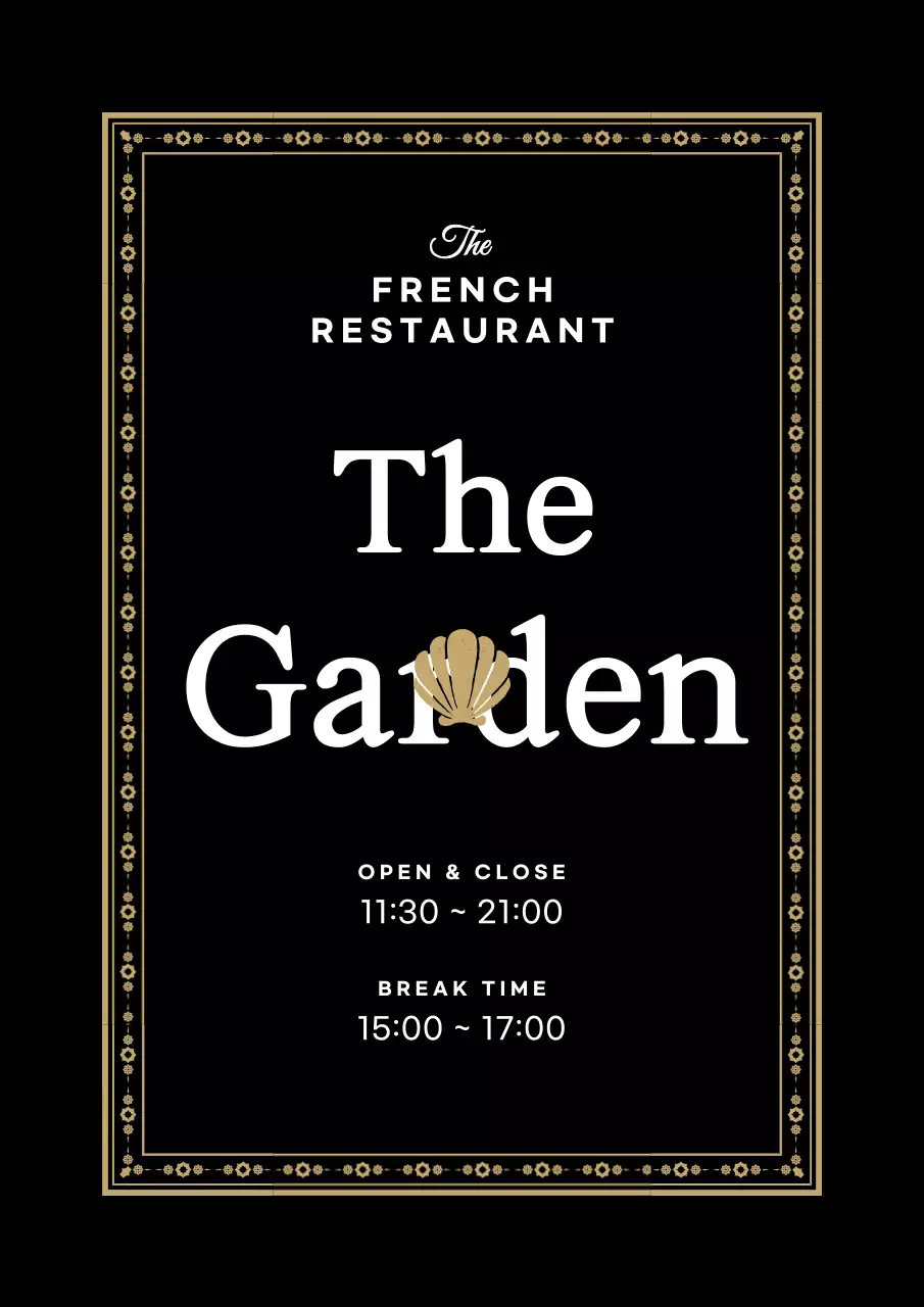 Gaya berkelas dan bersih dalam warna hitam dan putih untuk papan nama logo restoran