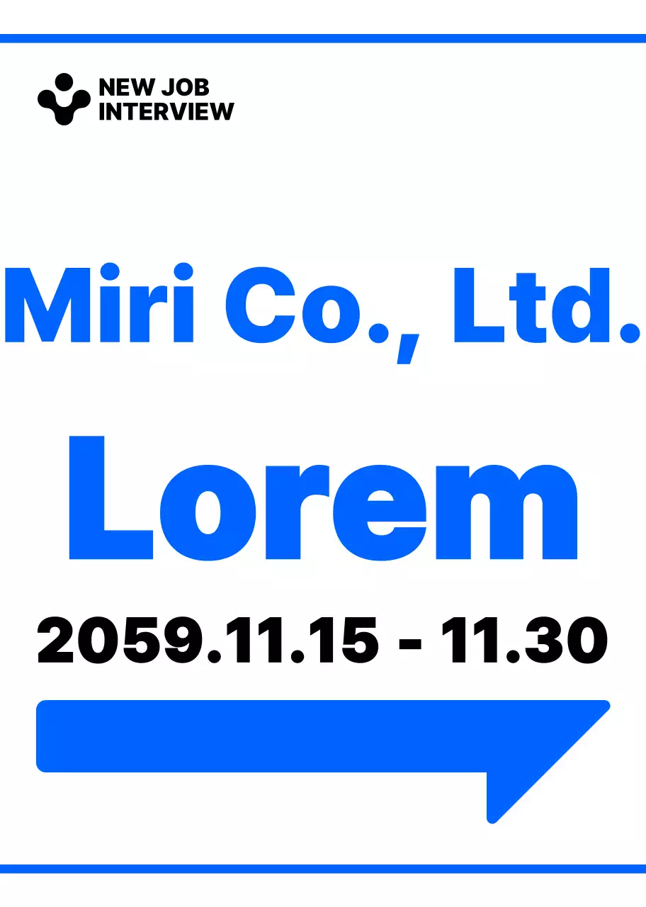 Phong cách bố cục với sự kết hợp của các biểu tượng mũi tên hiện đại đơn giản màu xanh và trắng và cụm từ văn bản Hướng dẫn phỏng vấn tuyển dụng mới 