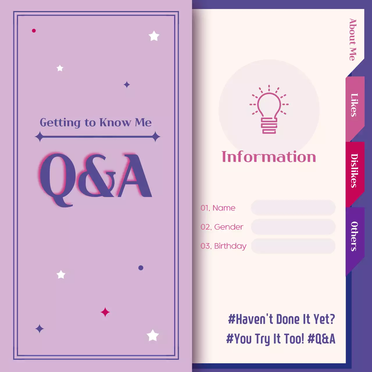 Purple Minimal Q&A Diary Instagram Post