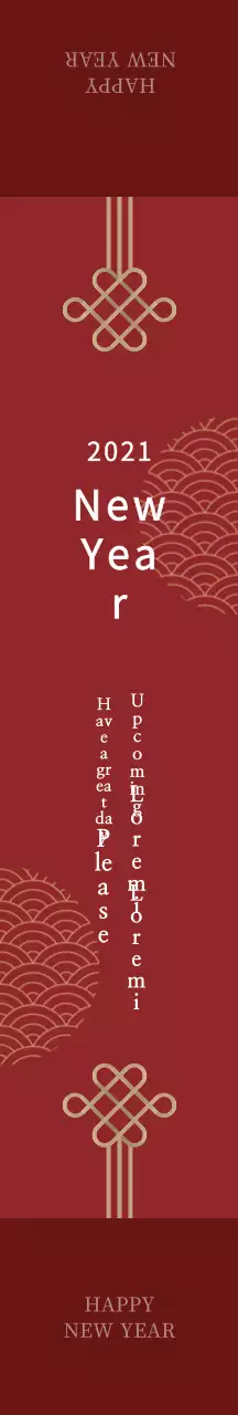 Kemasan Tahun Baru tradisional dengan ilustrasi merah