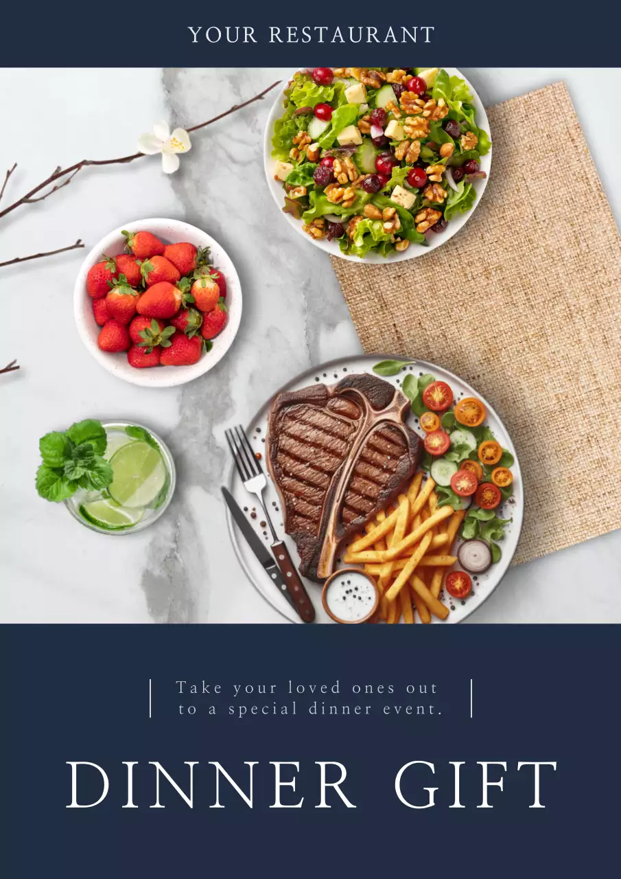 Navy Elegant Dinner Promotion Poster