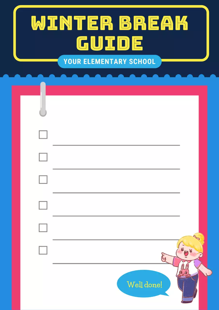 Blue and yellow winter vacation planner