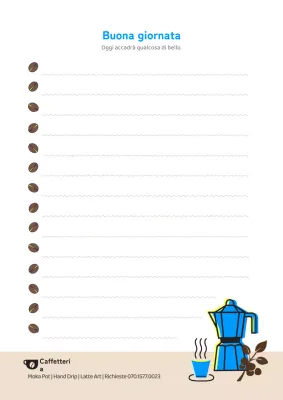 Semplice poster di design del merchandise del caffè in azzurro e beige