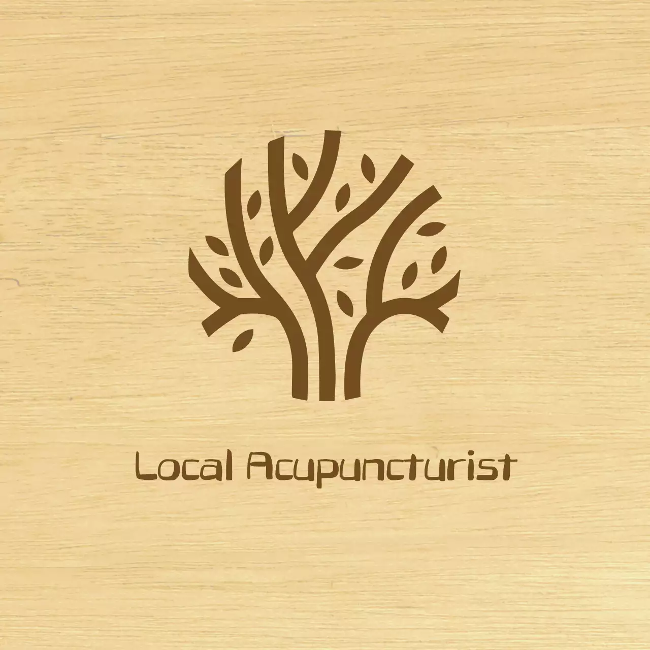 A classy-looking sign for a Korean medicine clinic with brown text and a tree line illustration.