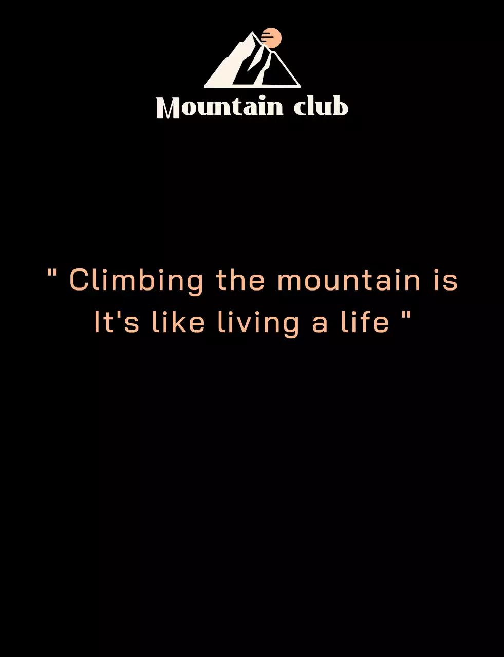 Mountain Club with black and orange mountain illustrations