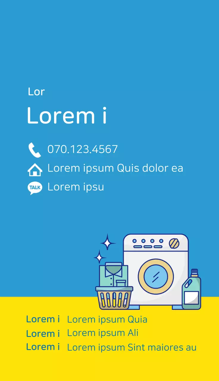 Danh thiếp quảng cáo tiệm giặt ủi hiện đại màu xanh