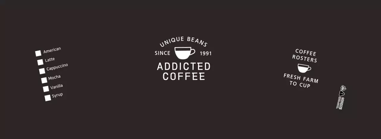 Paper cup with cafe drink menu in black