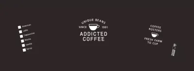 Paper cup with cafe drink menu in black