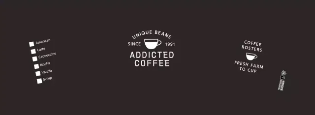 Paper cup with cafe drink menu in black