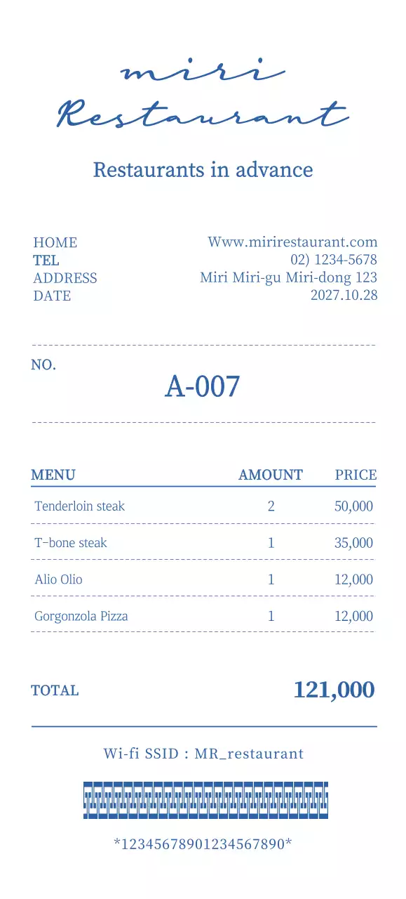 A restaurant logo receipt with an emotional and simple style