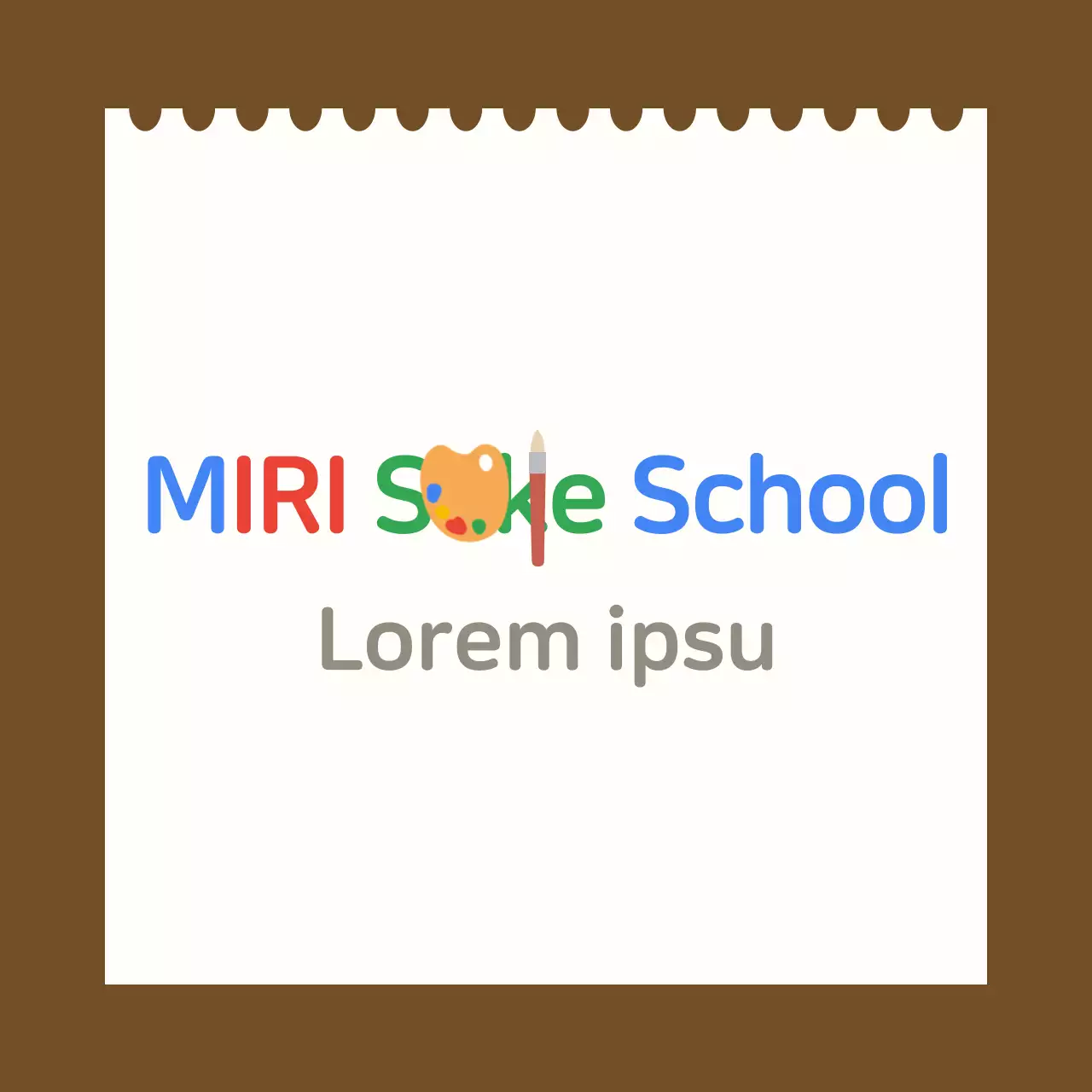 Children's art school valentine with white sketchbook background