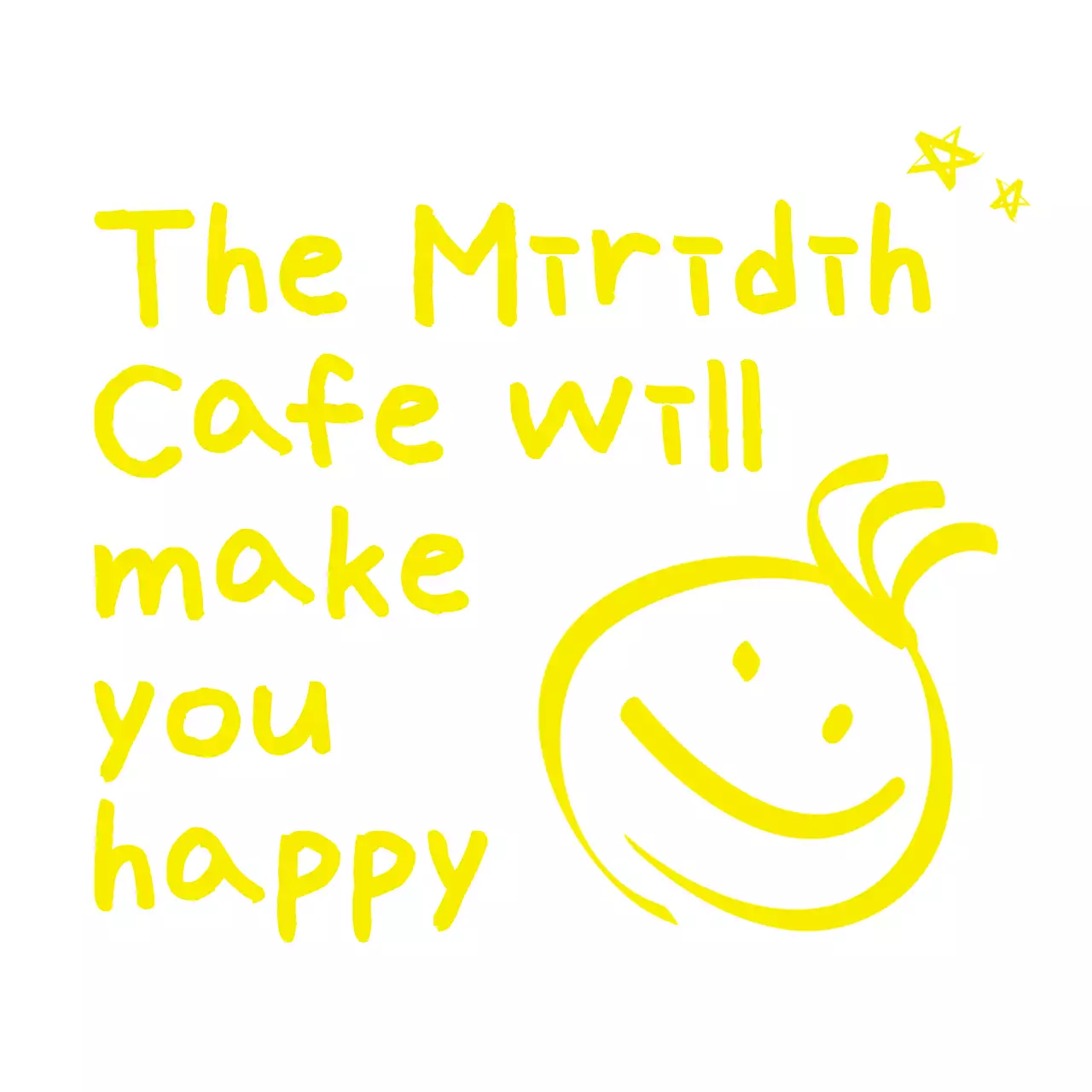 Style cafe combining cute yellow illustrations and text phrases