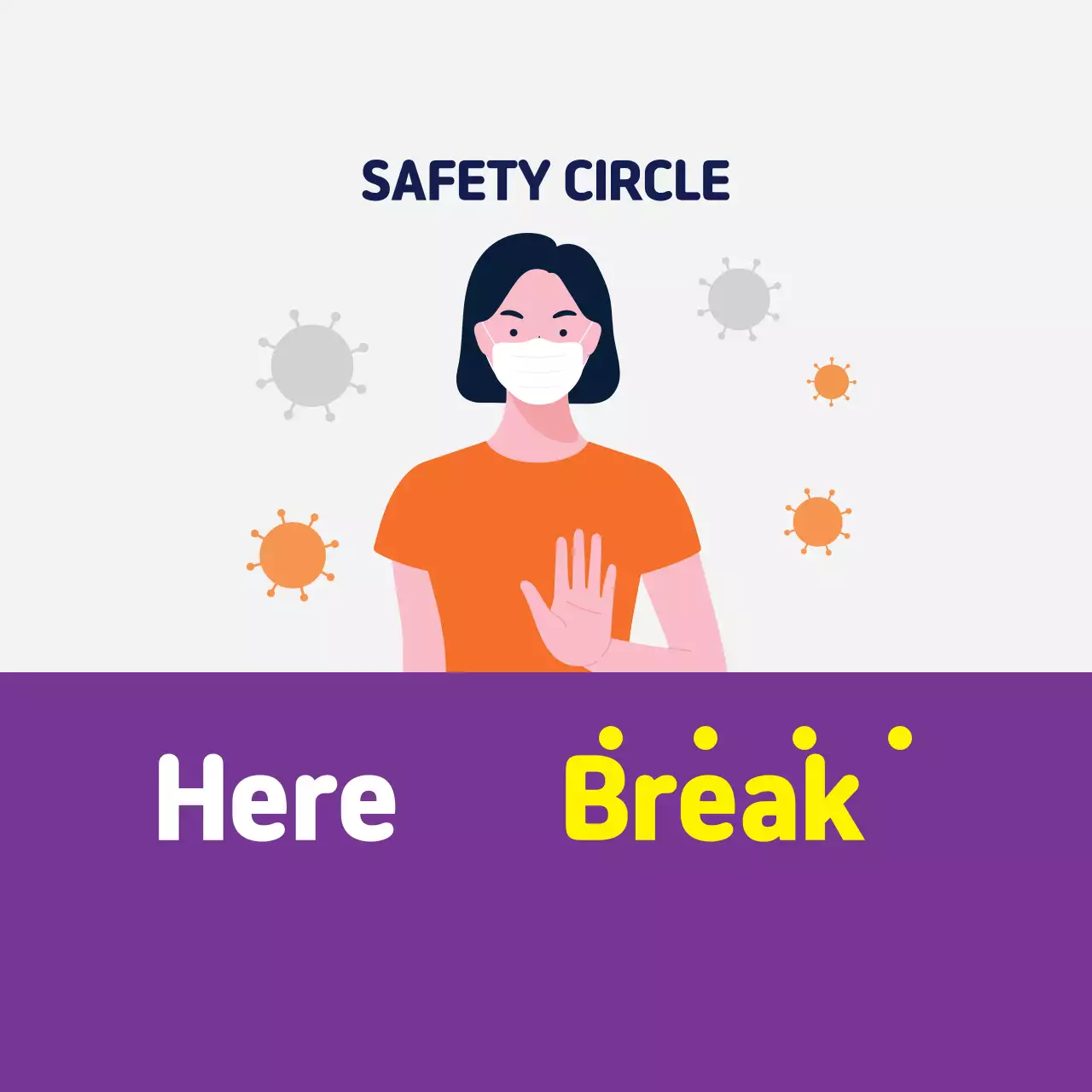 Hình minh họa màu tím, cách ly coronavirus gọn gàng