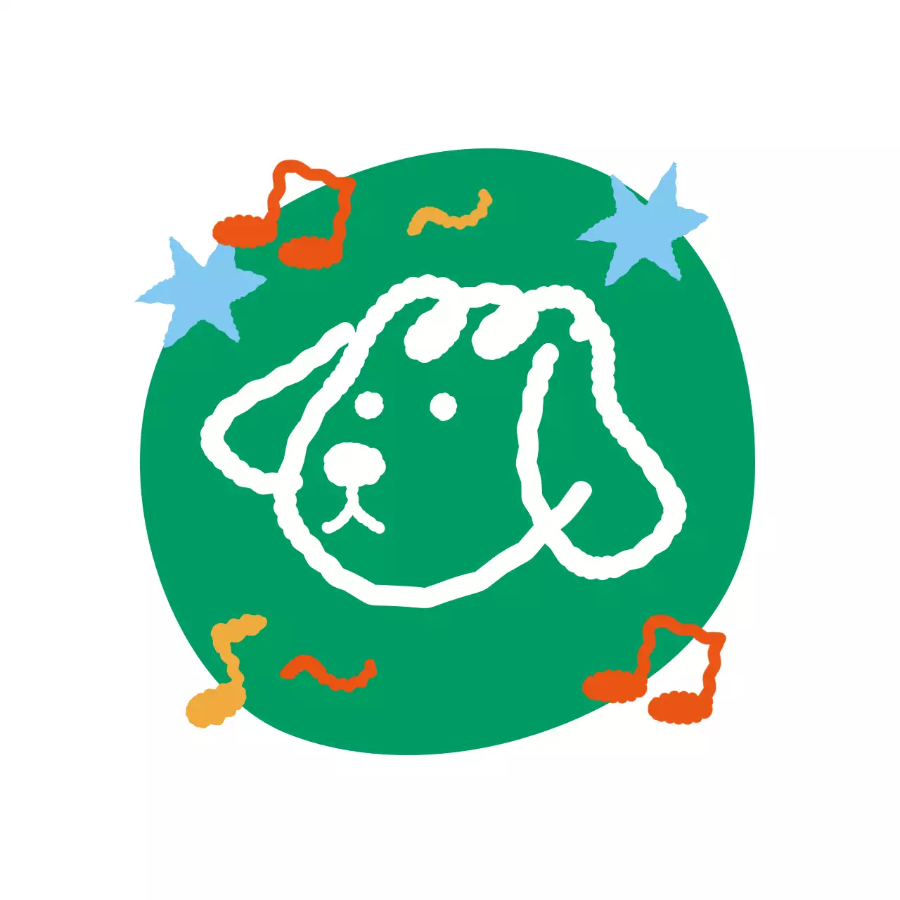 Coaster with green cute puppy illustration for merchandise