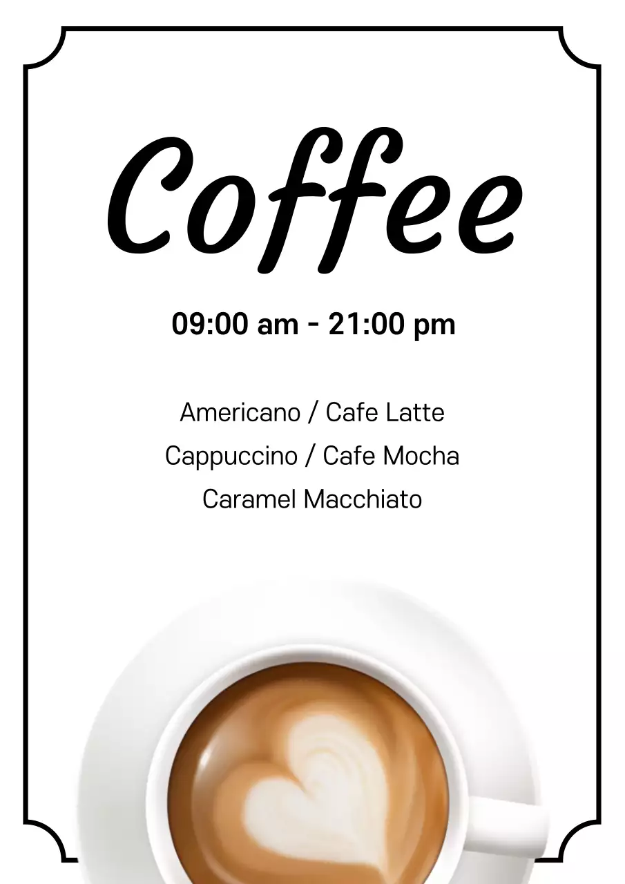 White Minimal Coffee Menu Poster