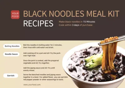 Black Simple Noodle Recipe Poster