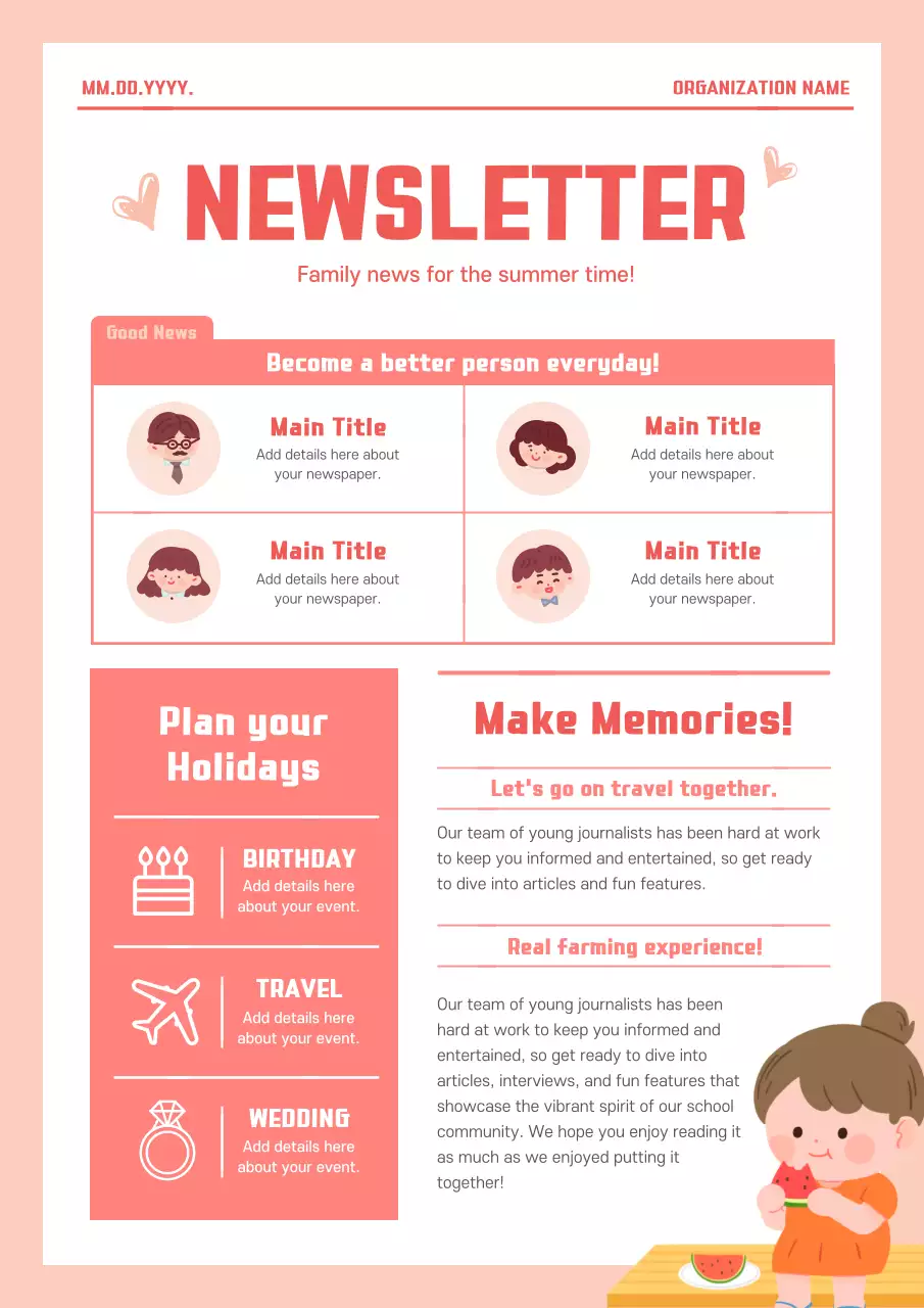 Coral Playful Newsletter Announcement