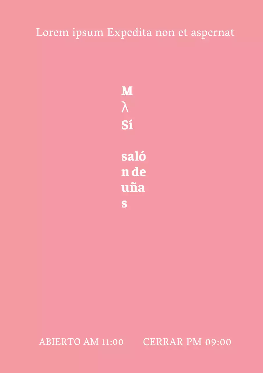 Emotiva y sencilla promoción de salón de manicura con texto en rosa