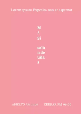 Emotiva y sencilla promoción de salón de manicura con texto en rosa