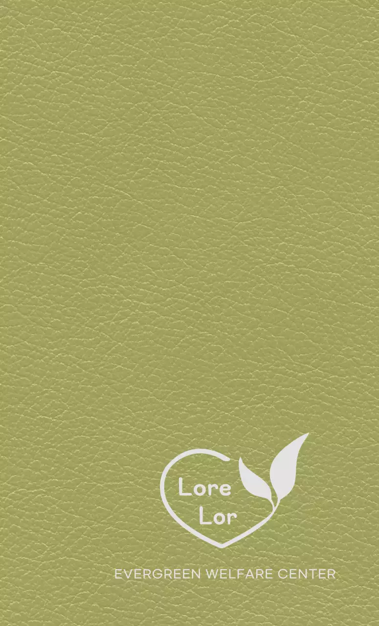 Sampul buku harian pusat kesejahteraan dengan logo yang terbuat dari hati dan dedaunan