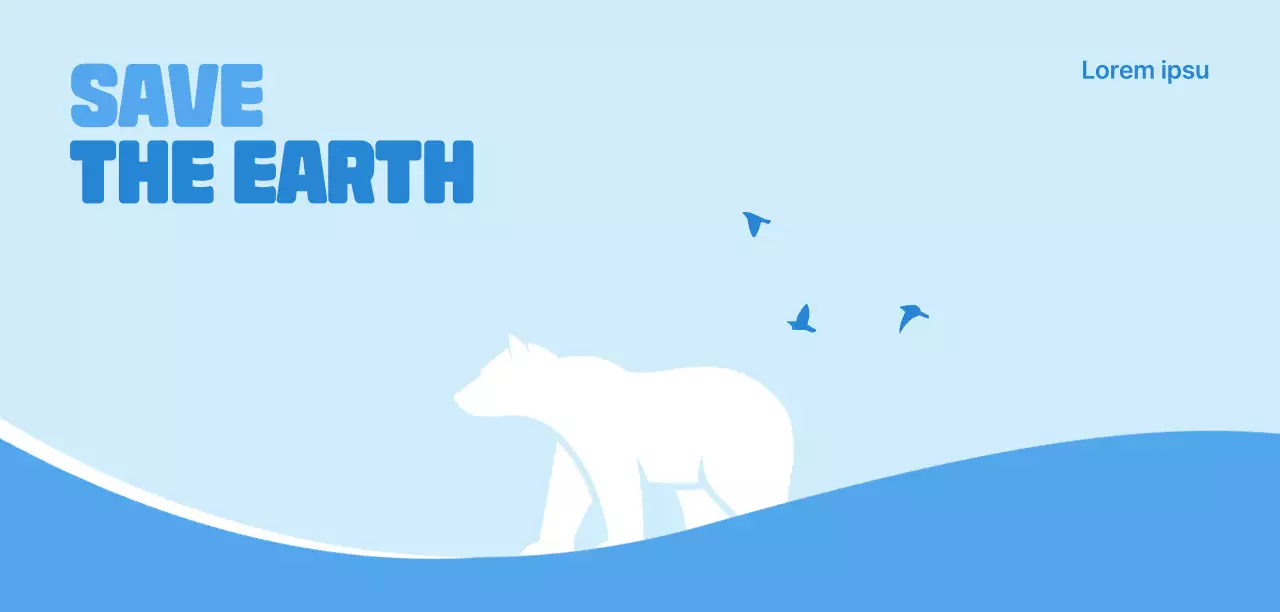 A clean concept for an environmental organization with a polar bear illustration in light blue and blue.