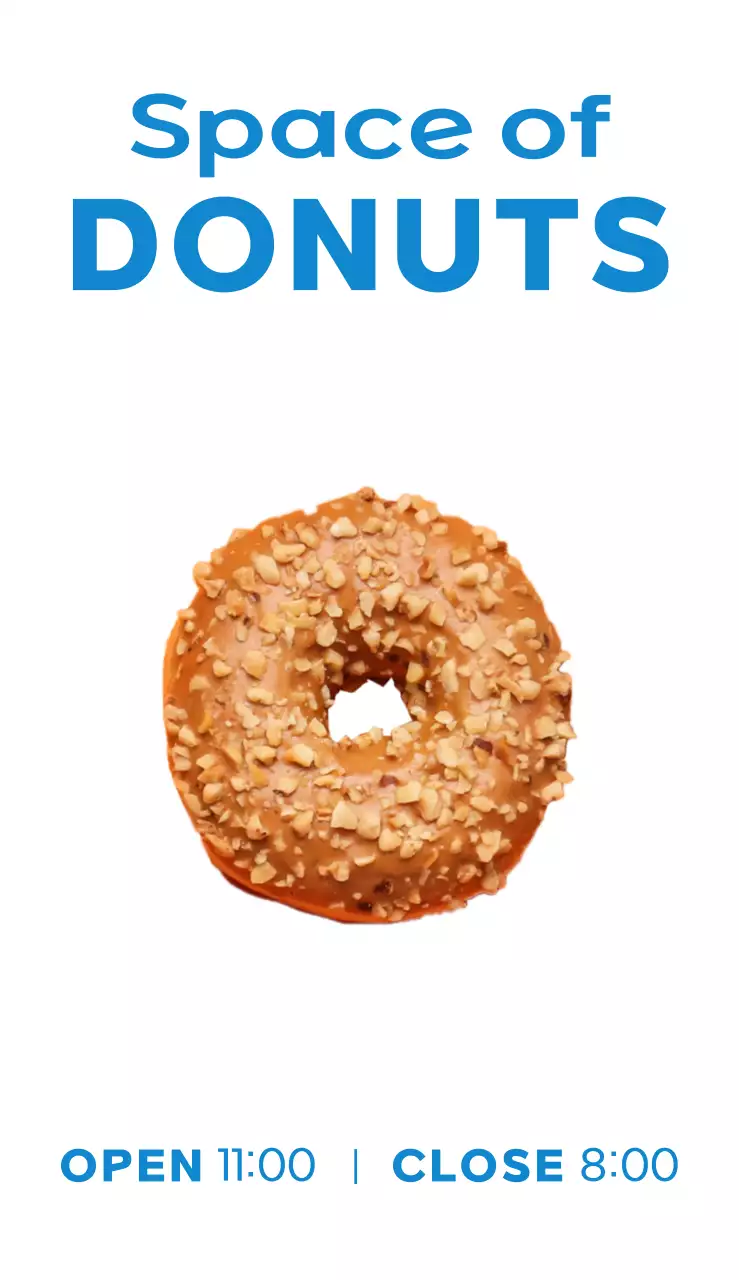 A simple, colorful billboard with text and photos about a donut sale event.