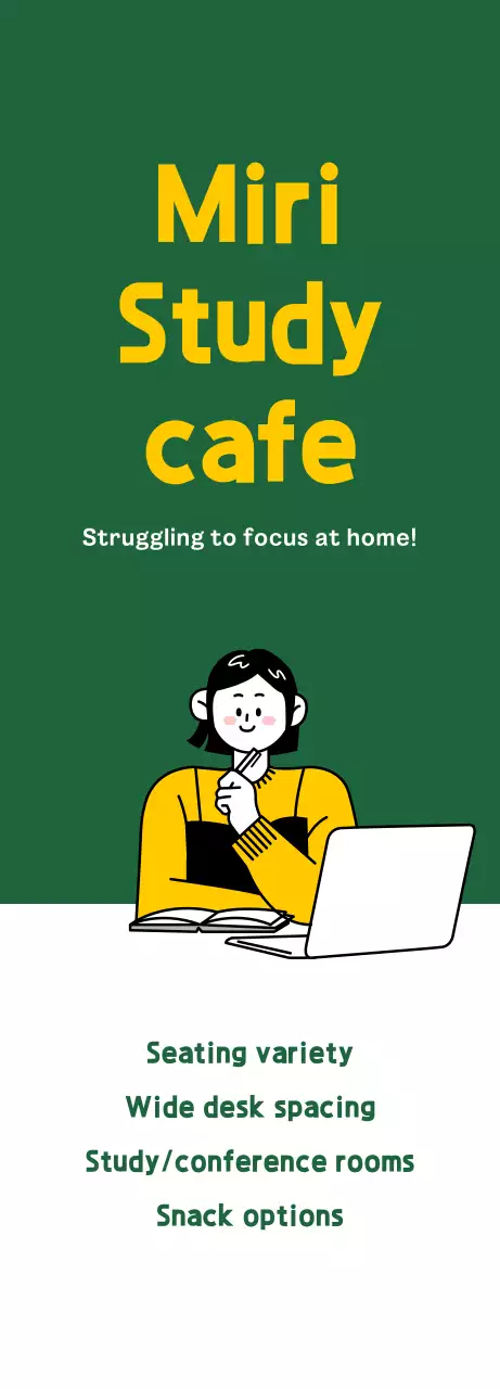 Promova o seu café de estudo com um fundo verde e limpo