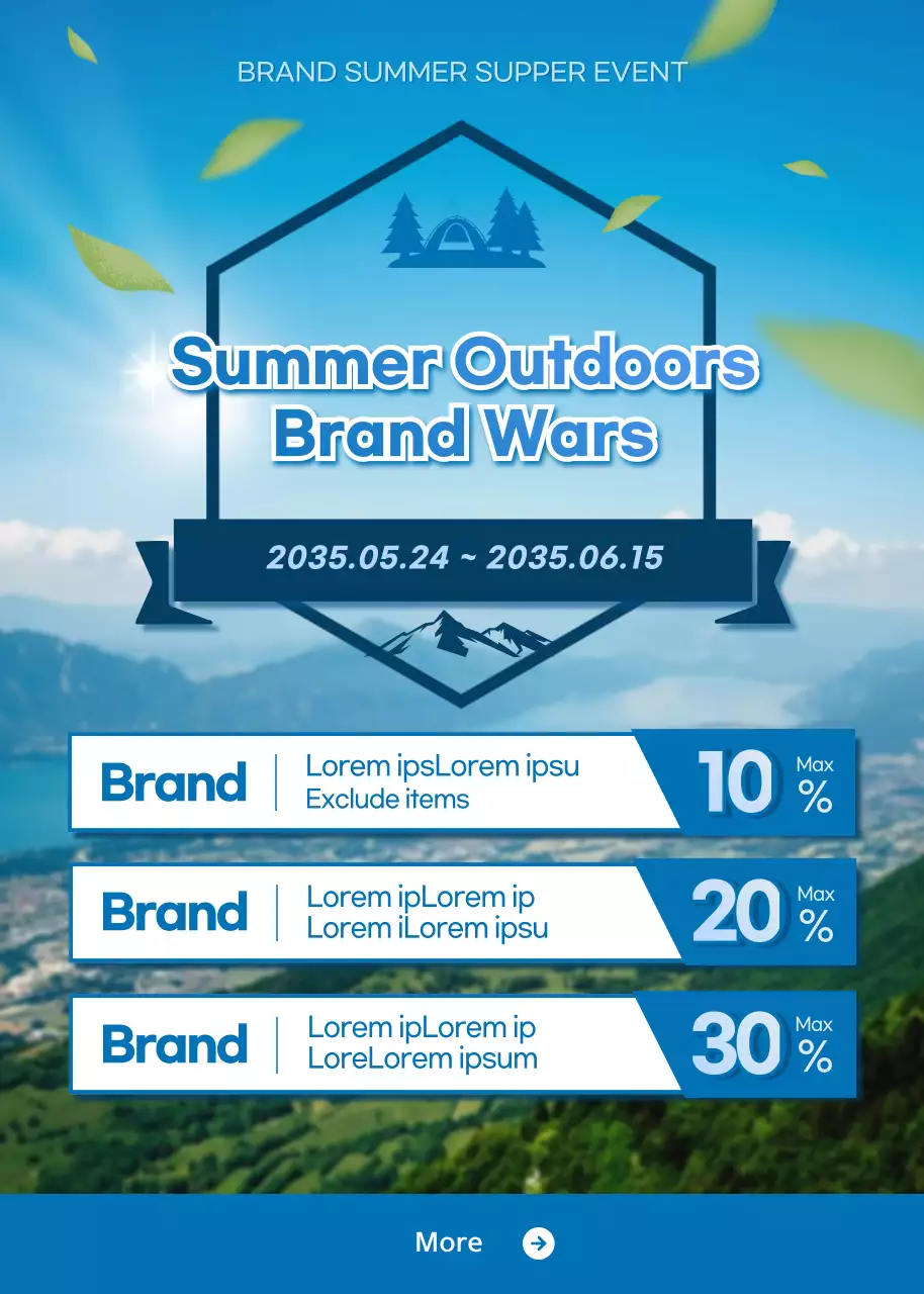 Blue, cool, summer hiking clothes event popup