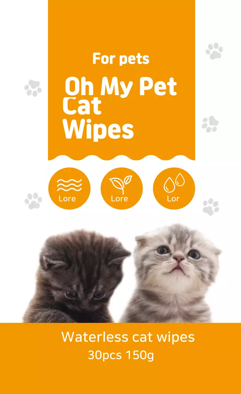 Nhãn khăn giấy hình mèo dễ thương màu cam