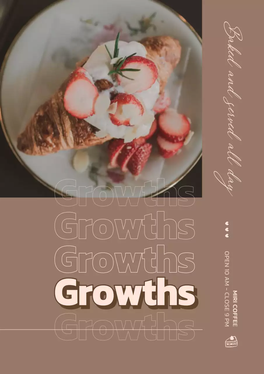 Poster makanan penutup antik dengan warna merah muda mawar