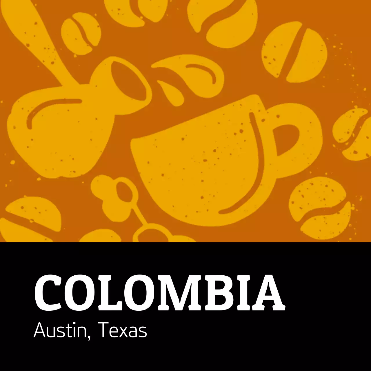 Nhãn hạt cà phê minh họa cổ điển đầy màu sắc Colombia (hình vuông)