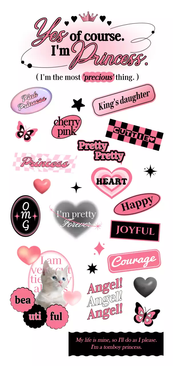 Text design with black and pink teen concept elements
