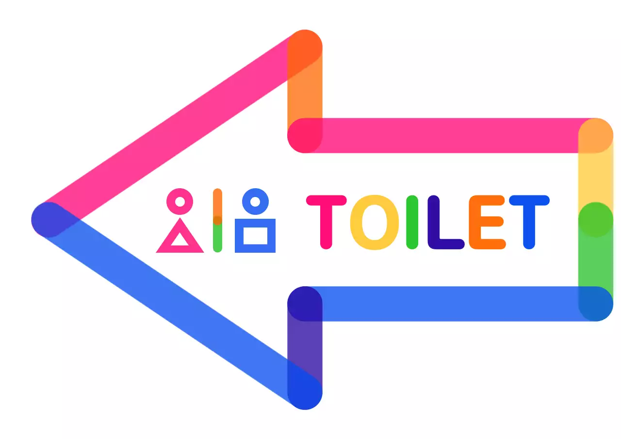 Colorful and cute icon-style toilet pictogram arrow guide