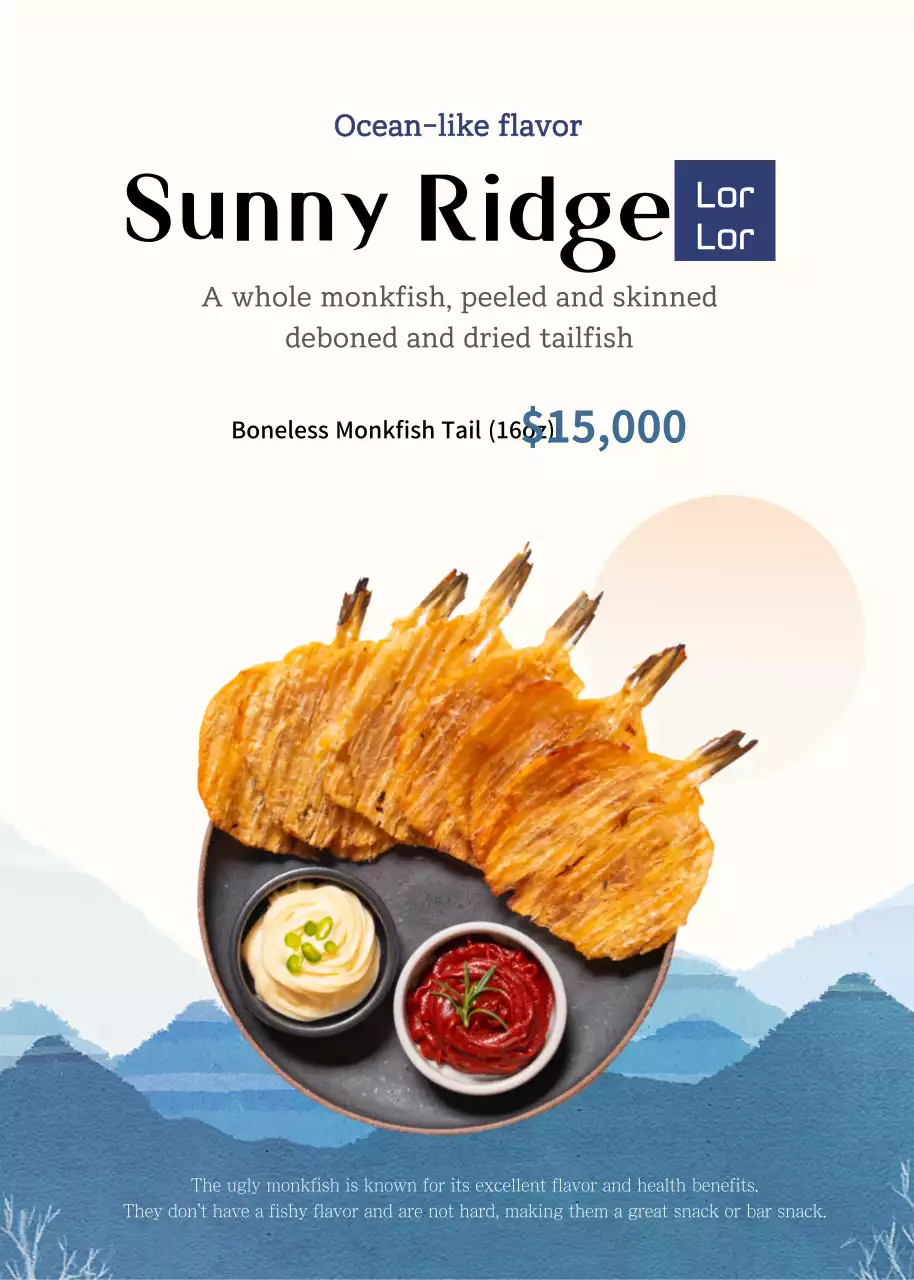 Cartaz de promoção de frutos do mar minimalista bege