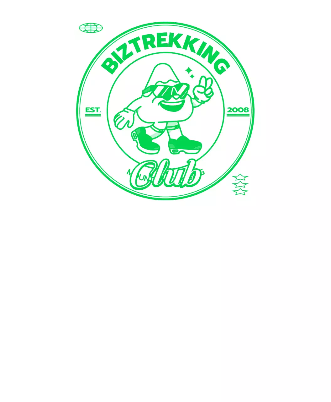 Kaos grup berkonsep karakter gunung dengan warna hijau dan putih untuk pertemuan klub gunung