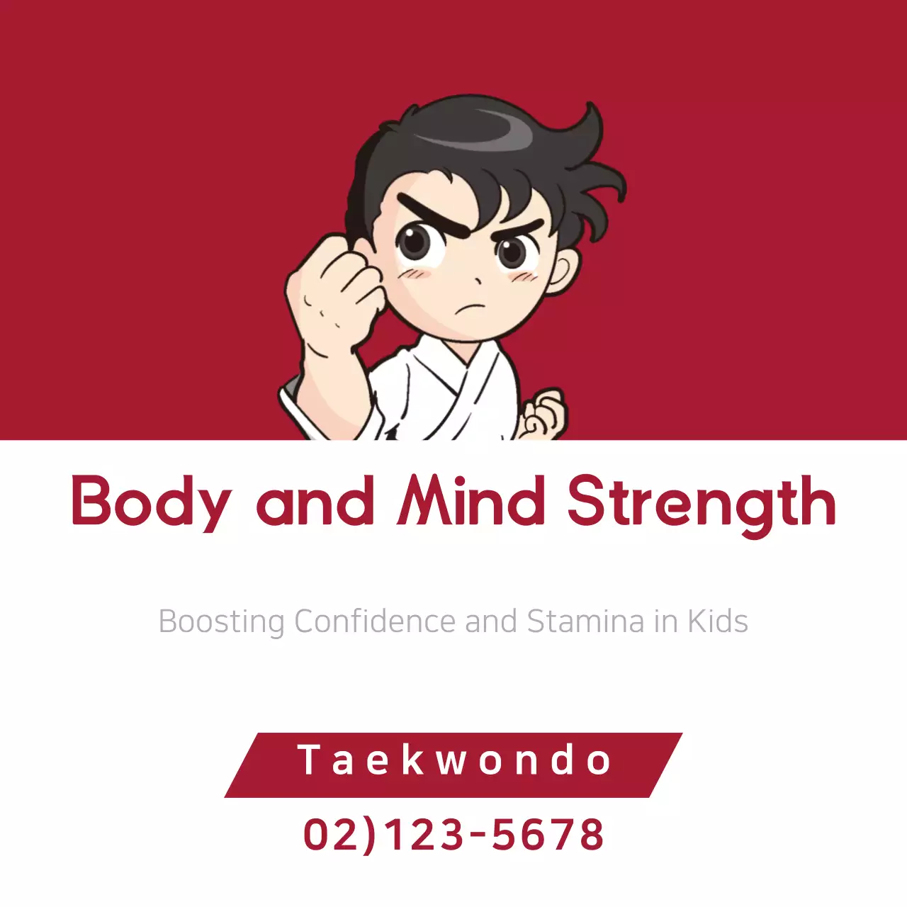 Banner de propaganda de artes marciais minimalistas vermelhas