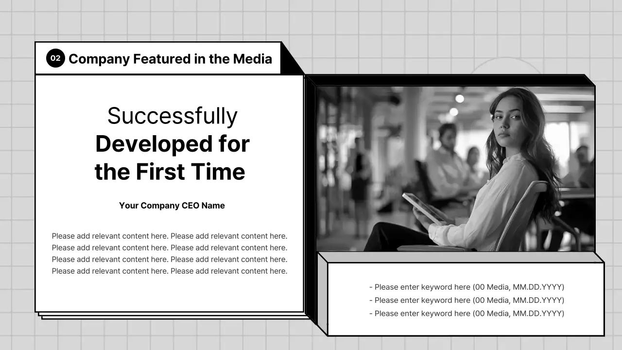 A gray, geometric company profile for a business PT