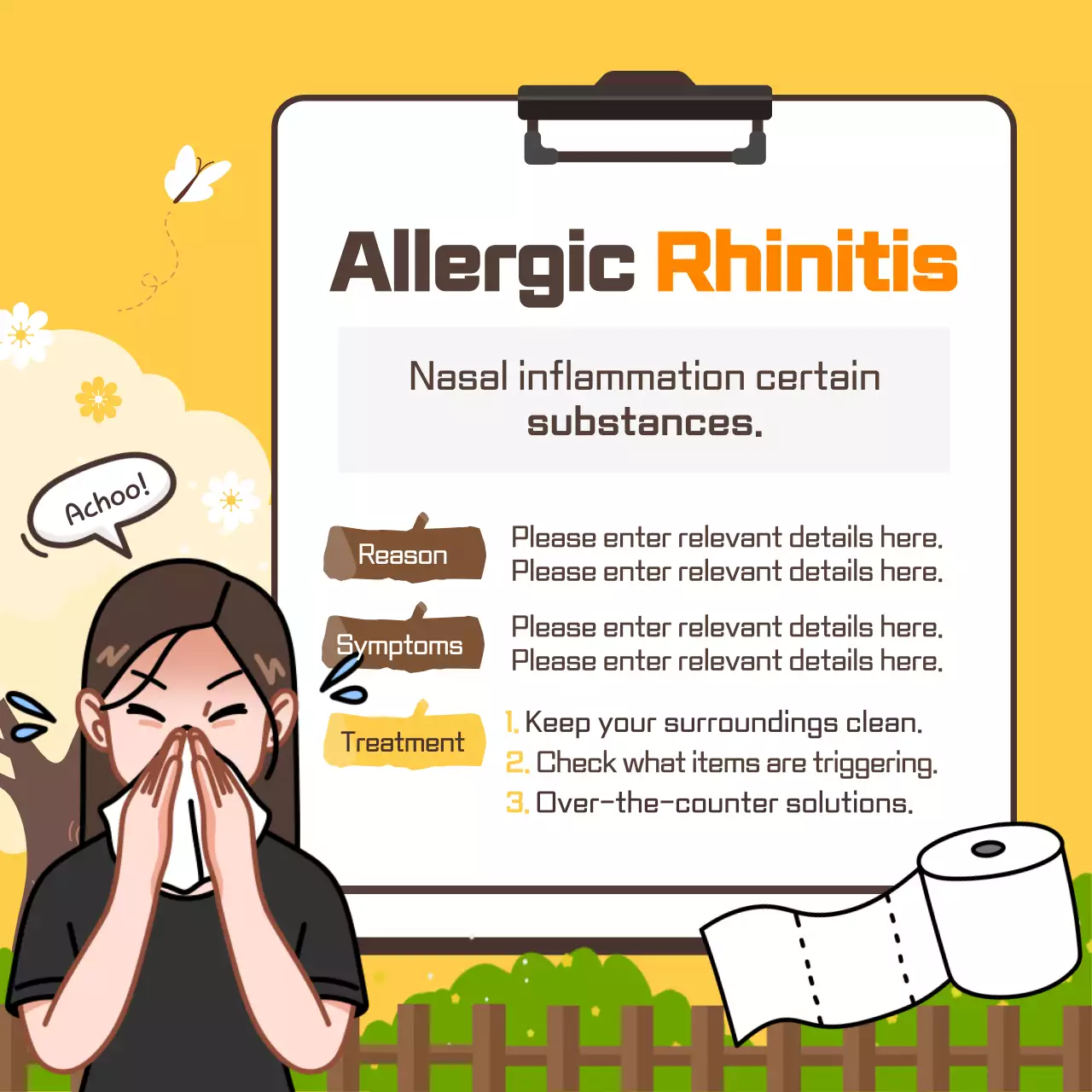 Yellow Comic Allergies Announcement Instagram Carousel