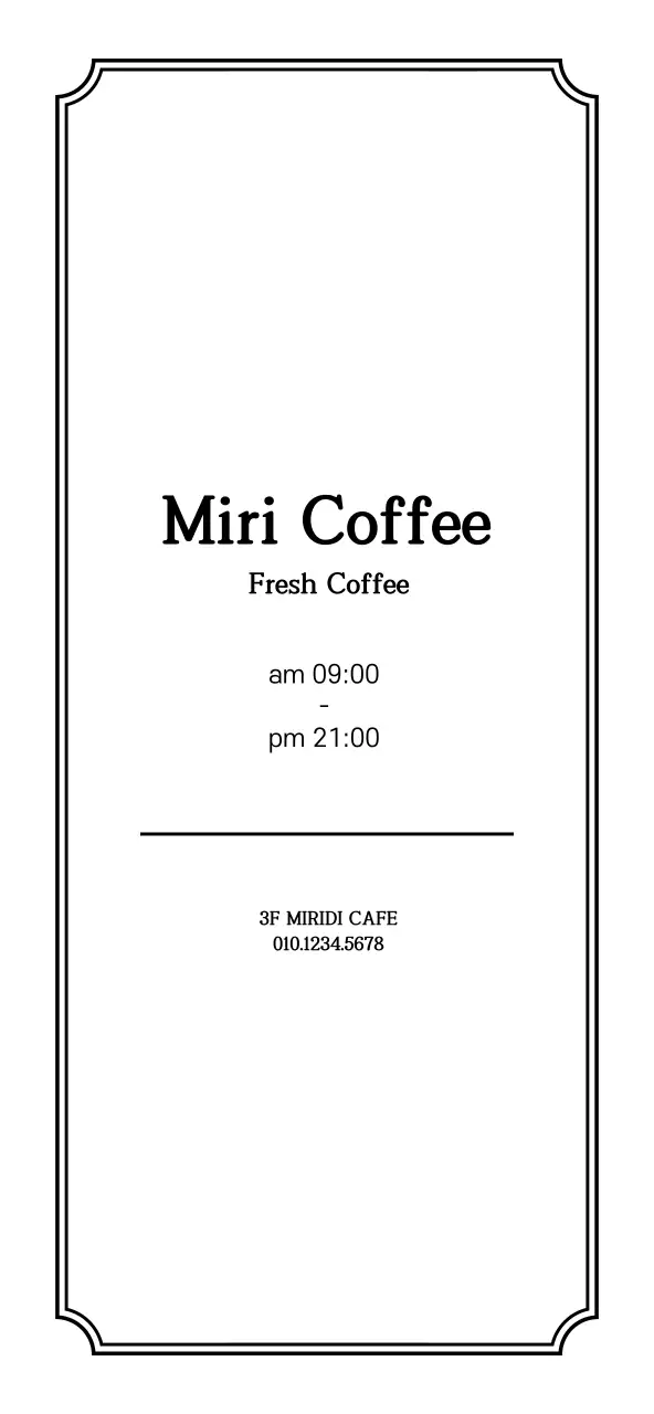 Simple, clean style cafe menu pricing in white and black