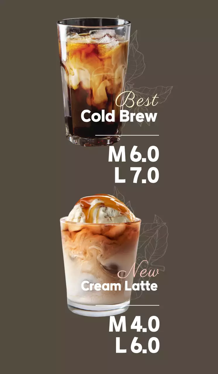 Promote an emotional cafe menu with gray and illustrations