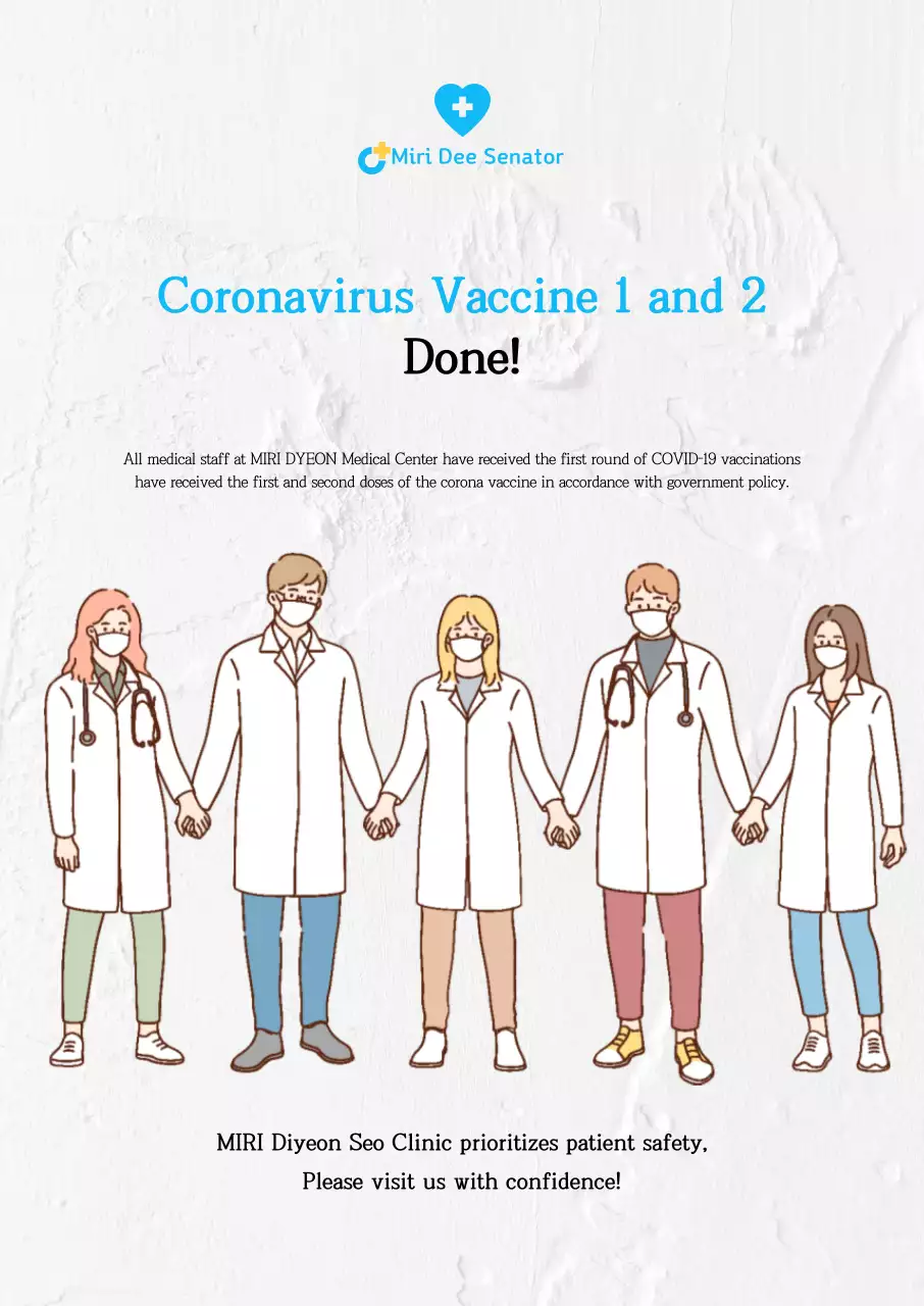 Poster vertikal vaksinasi virus corona dengan ilustrasi putih