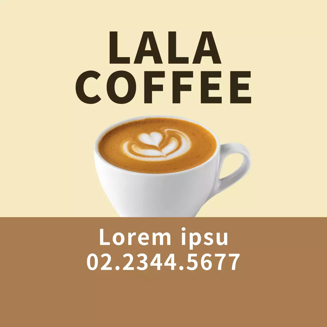 Nhãn quảng cáo giao cà phê gọn gàng với điểm nhấn ảnh màu vàng