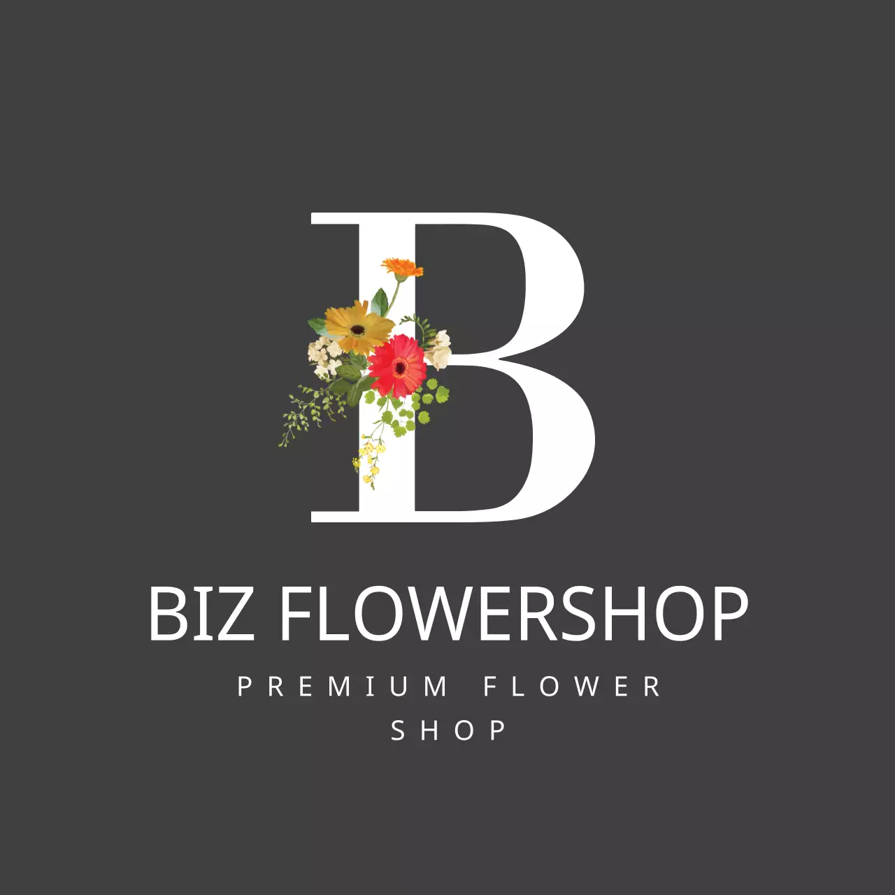 Spanduk Kartu Nama Bunga Elegan Abu-abu