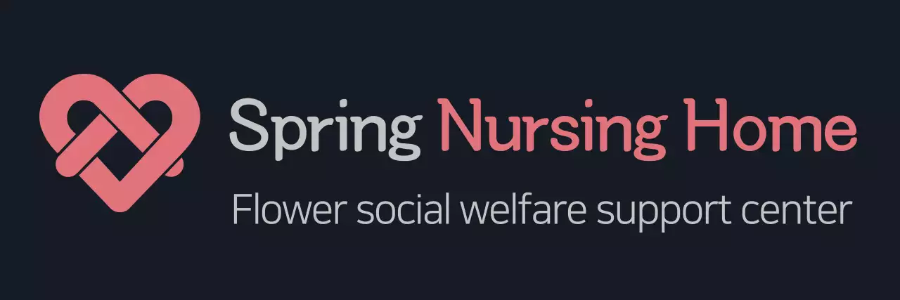 Simple modern symbol logo and text combination style in dark gray and pink For nursing home staff.