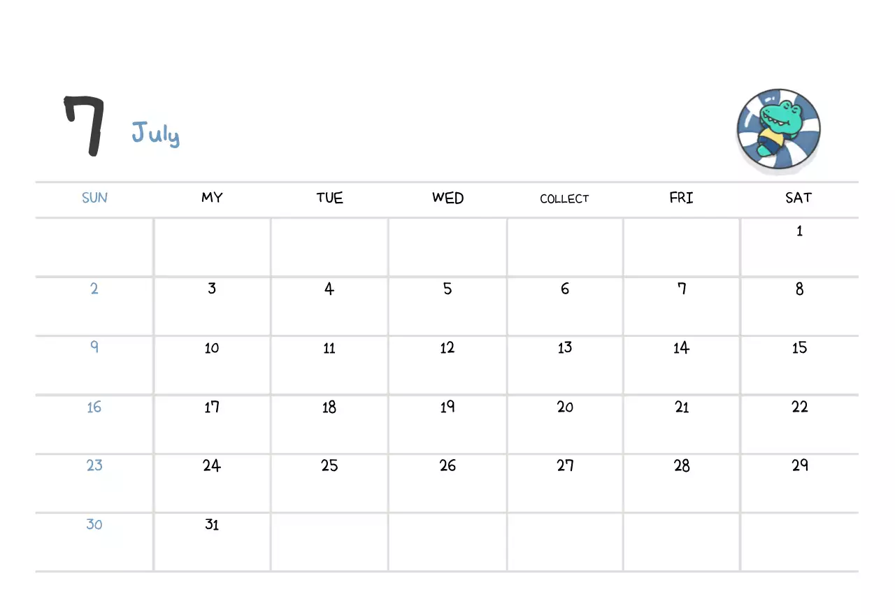 A calendar with a cute Argo illustration concept