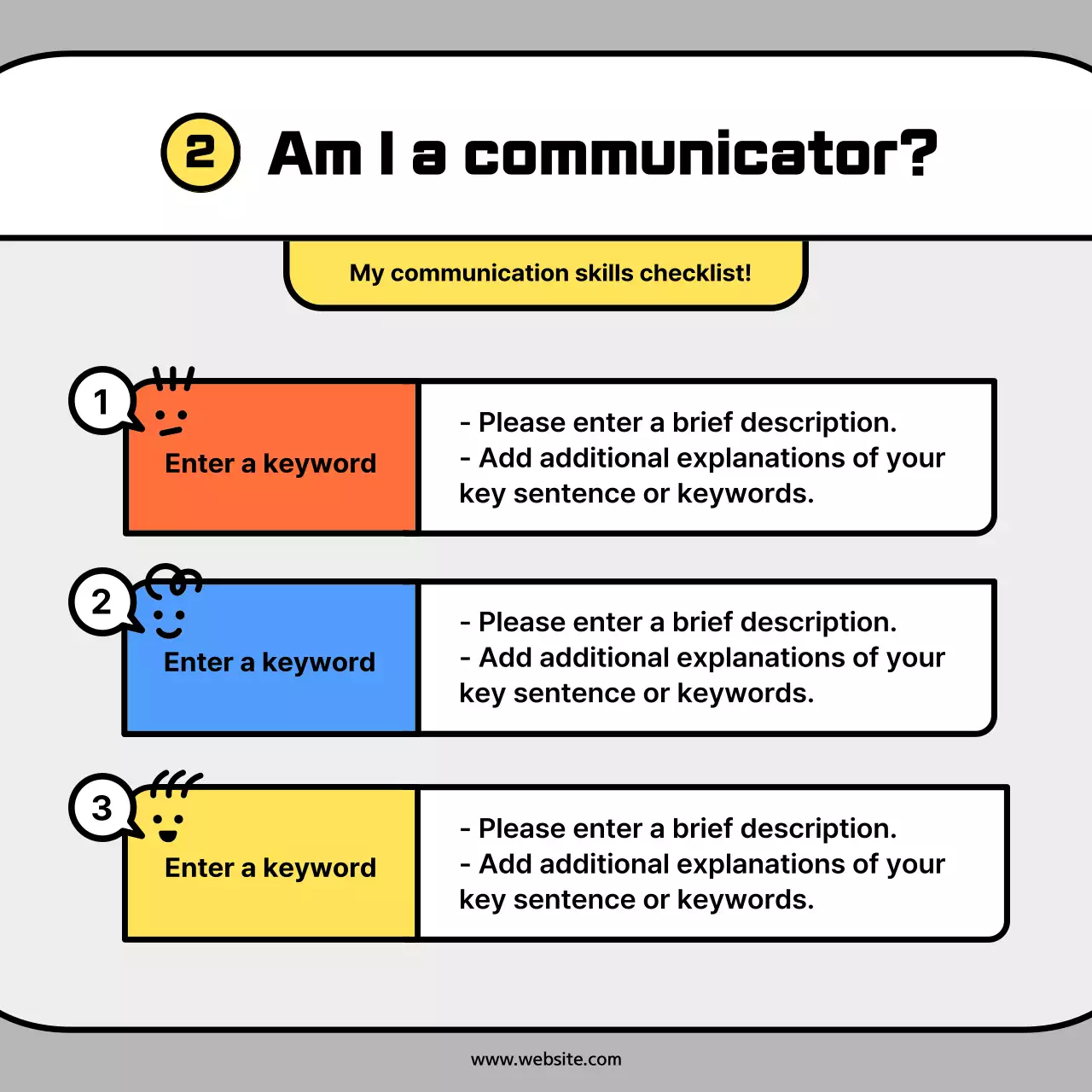 Cute character shapes in orange and blue concept cardsNews Kit