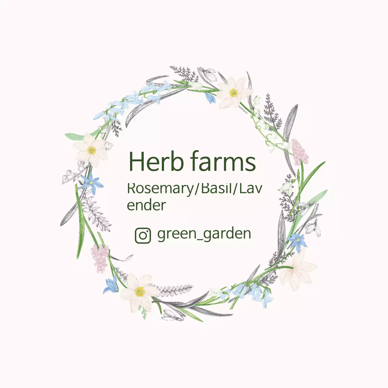 Nhãn trang trại thảo mộc cổ điển minh họa màu xanh lá cây