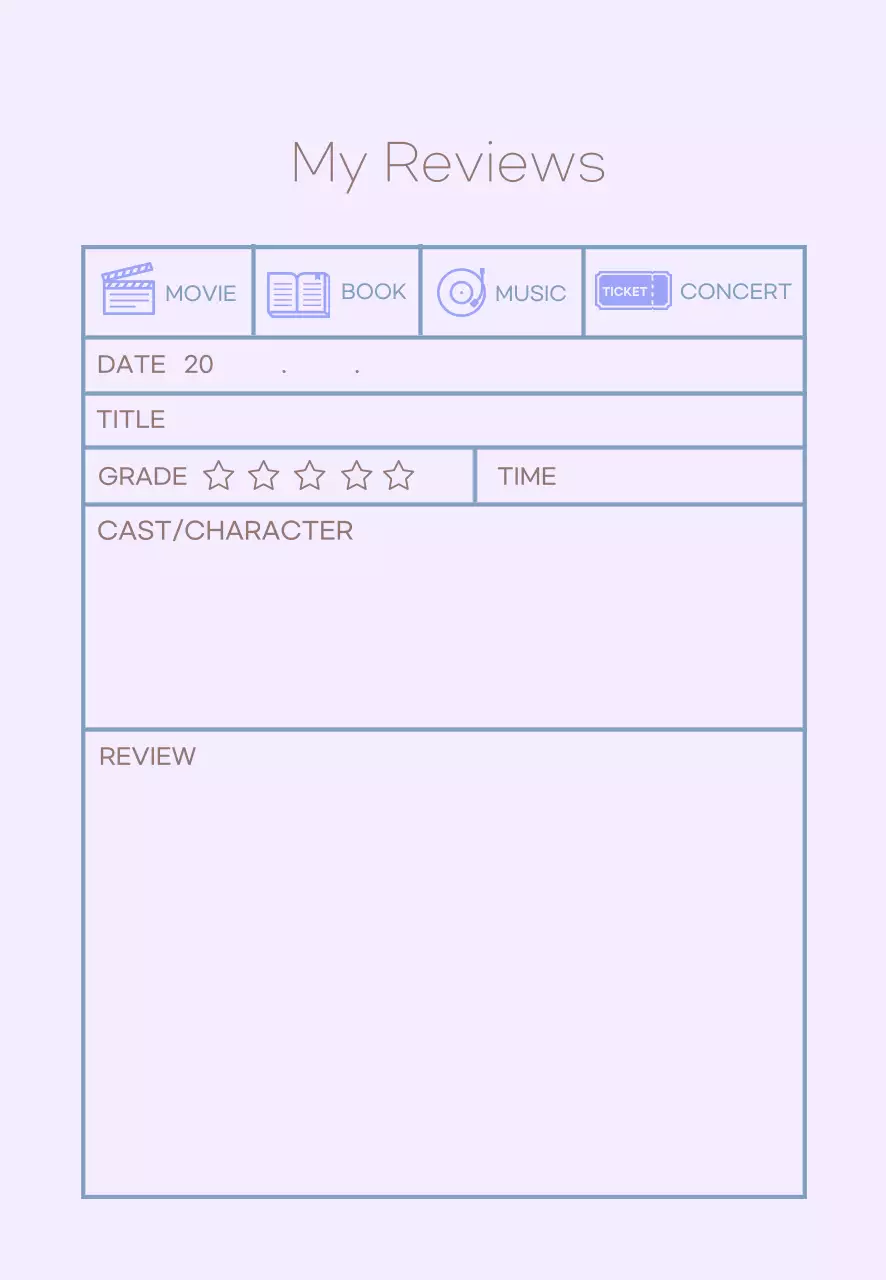 Biểu tượng màu tím nhật ký đánh giá đơn giản