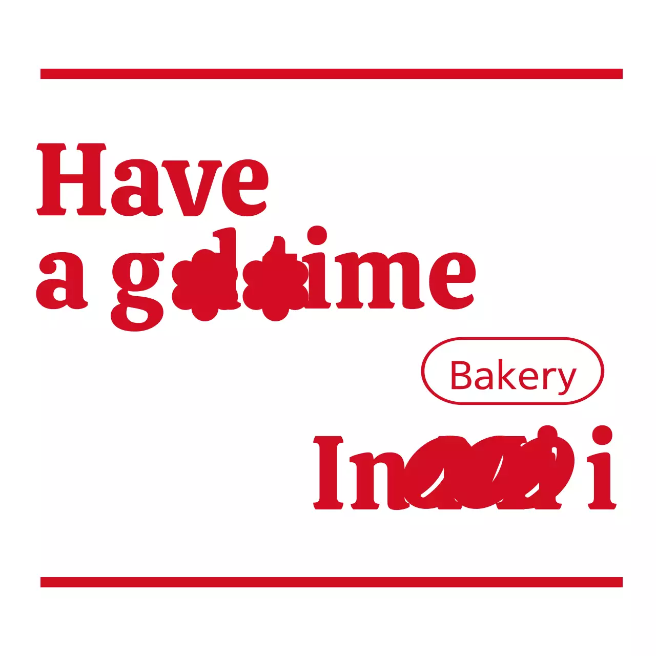 Simple, cute text and emoji combination style cafe in red